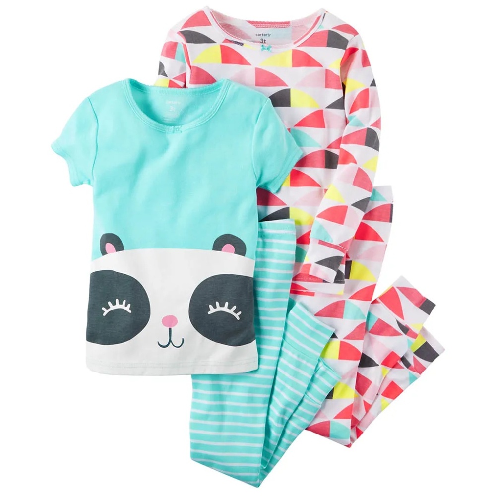 Carter's Girls 4pc‎ Cotton Pajamas Set Panda